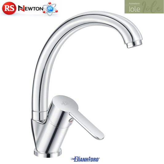 Miscelatore Rubinetto Lavello Cucina Canna Alta Ottone Cromato Serie IOLE D.X