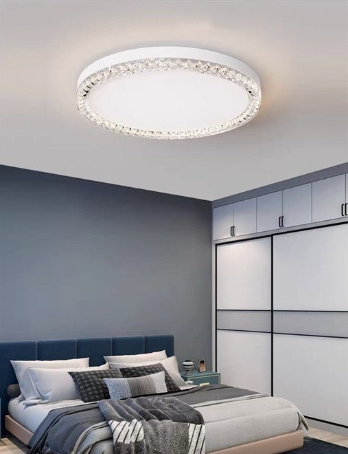 Plafoniera LED 80W 7200Lm CCT Cristallo 3000K 4200K 6400K Rotonda Bianca V.L