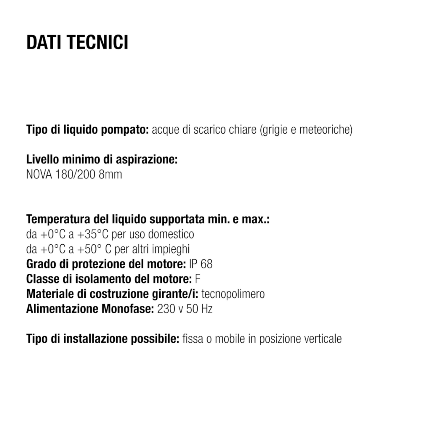 Pompa Sommergibile DAB Acque Chiare Drenaggio Cantine Giardino Pioggia IP68 D.X