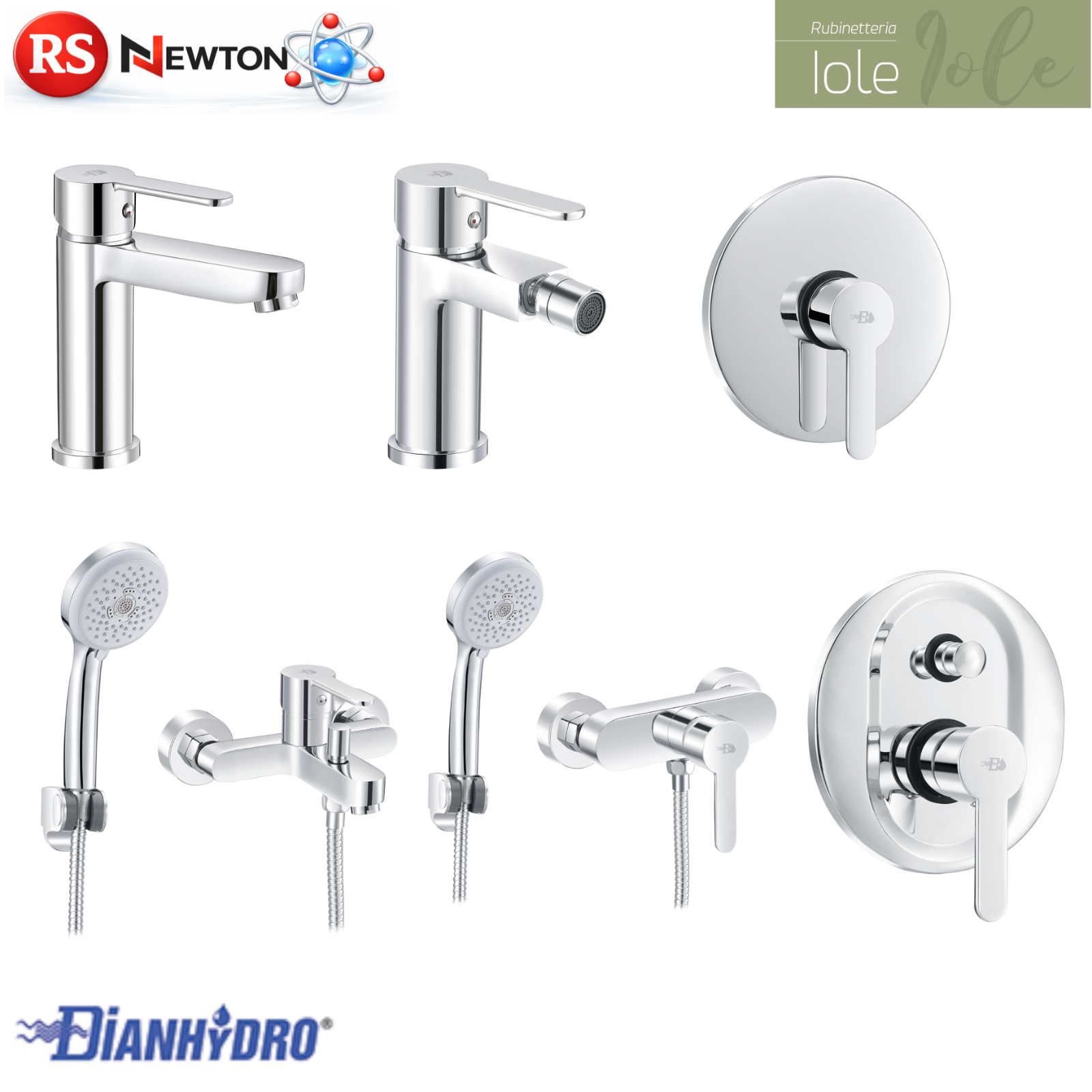 Rubinetto Miscelatore Bagno Lavabo Bidet Vasca Doccia Ottone Cromato IOLE D.X