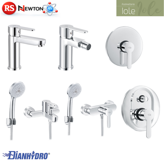 Rubinetto Miscelatore Bagno Lavabo Bidet Vasca Doccia Ottone Cromato IOLE D.X