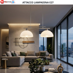 Lampadario Vetro Metallo Moderno 2 Luci E27 Salotto Cucina a Sospensione V.L