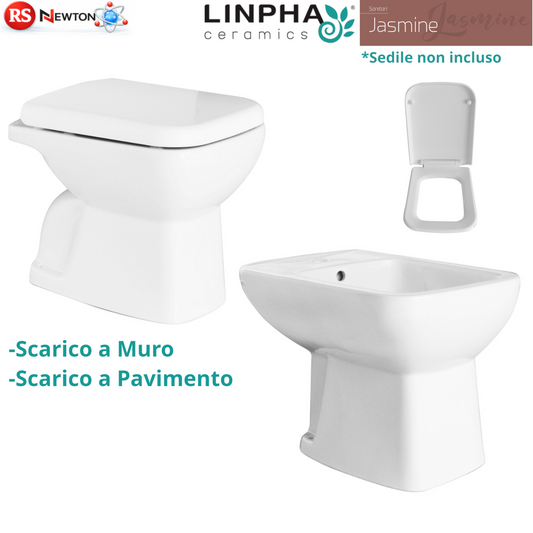 Sanitari Bagno LINPHA Bidet Vaso WC Scarico Terra Muro Pavimento Copriwater D.X