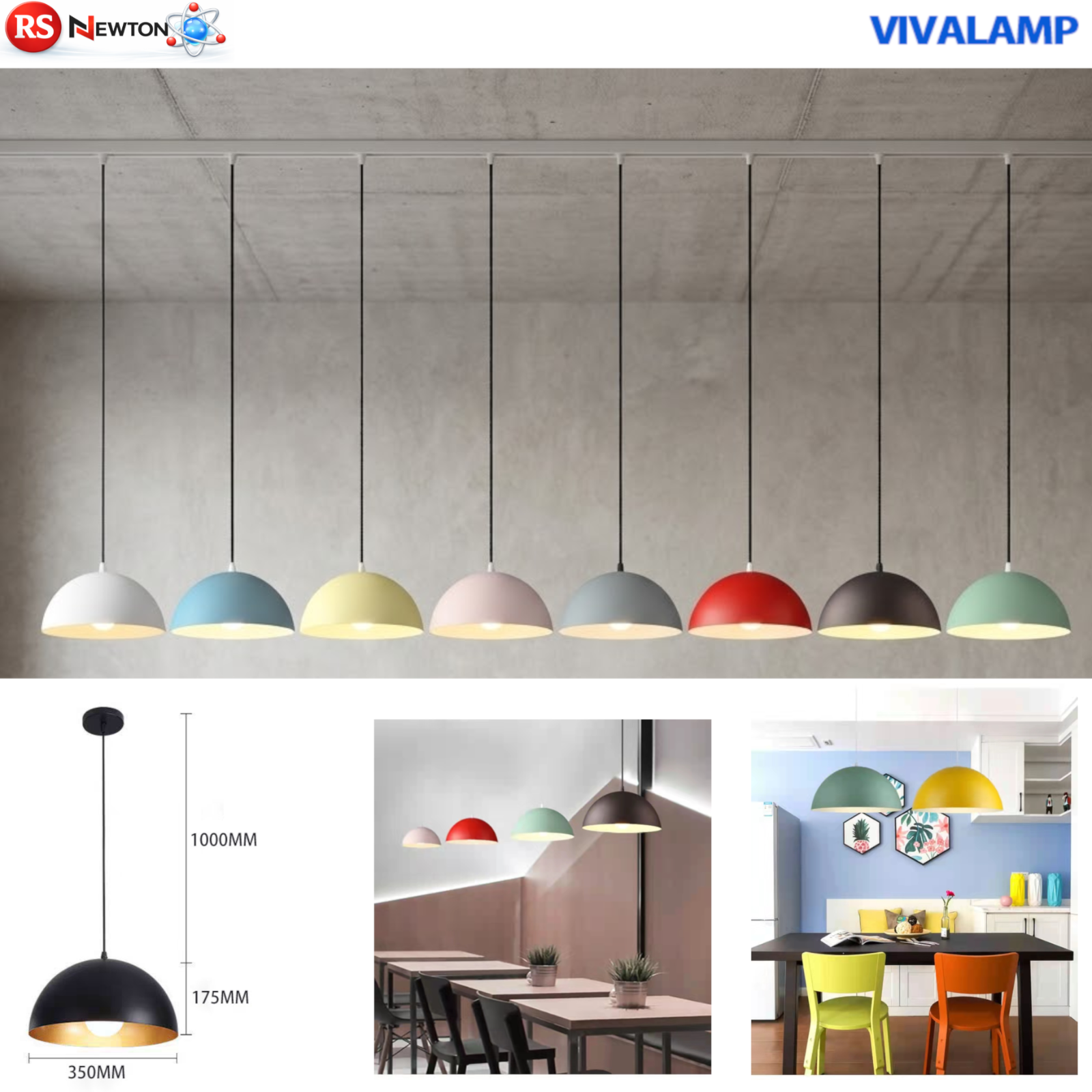 Lampadario Sospeso E27 Moderno Cavo Regolabile Colorato BeB Bar Hotel Cucina V.L