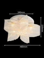 Plafoniera Soffitto Fiore Cristallo Bianco E14 5 Luci Bianca Elegante 48cm V.L
