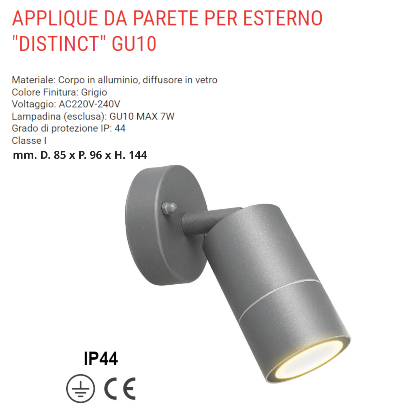 Plafoniera Led Esterno Faretto Luce a Parete Muro Lampada Applique Moderno VBS