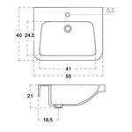 Lavabo a Parete Quadro Sospeso 40x50 cm LINPHA Ceramica Bianco Bagno Moderno D.X