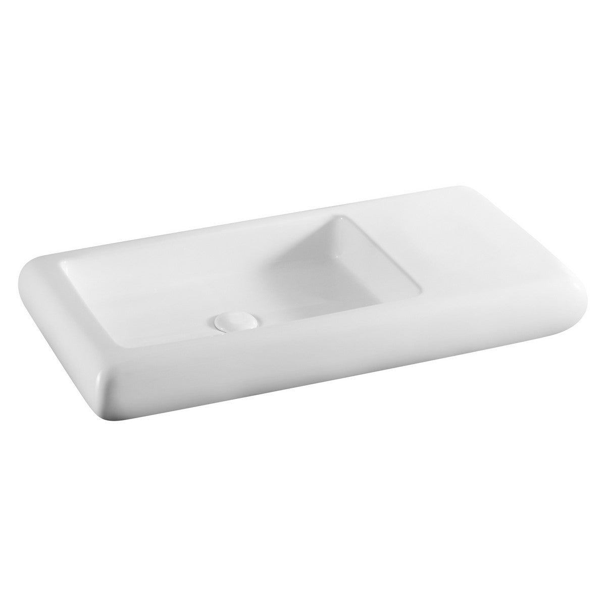 Lavabo ad Appoggio Rettangolare Bagno 80x42 LINPHA Ceramica Moderno Bianco D.X