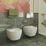 Sanitari Sospesi Bagno LINPHA Rimless WC Bidet Sedile Soft Close Bianco Nero D.X