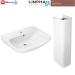 Lavabo Lavandino Bagno 60cm e Colonna 65cm LINPHA Jasmine Ceramica Monoforo D.X