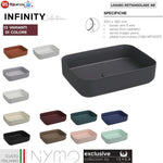 Lavabo Bagno Da Appoggio Rettangolare NYMO Ceramica Moderno Ultra Sottile D.X