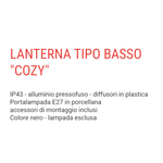Lanterna Esterno Nera Moderna Bassa Lampada Alluminio Da Parete Giardino H23 VBS