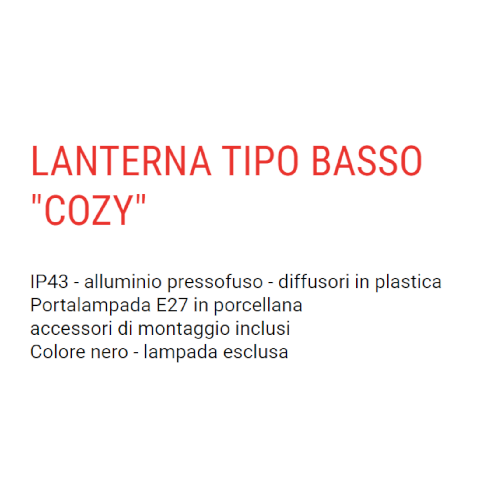 Lanterna Esterno Nera Moderna Bassa Lampada Alluminio Da Parete Giardino H23 VBS