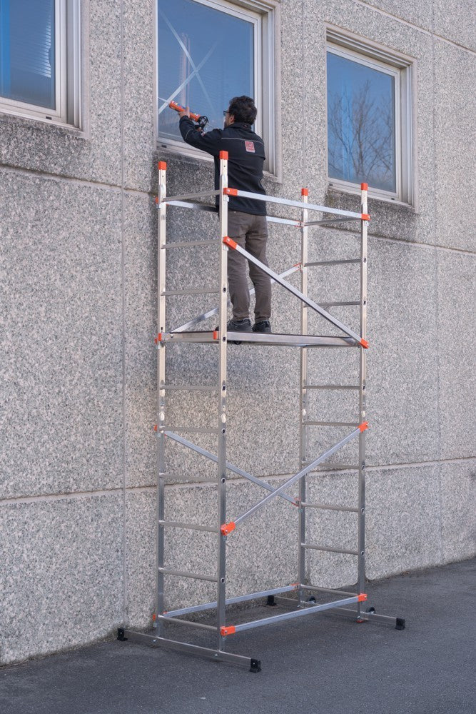 Trabattello Professionale GIERRE H 4M Ponteggio Alluminio con Ruote 150Kg VBS