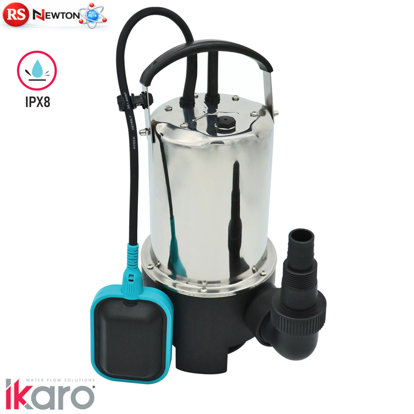 Elettropompa Sommersa Acque Scure Sporche IKARO in Acciaio Inox IPX8 550W D.X