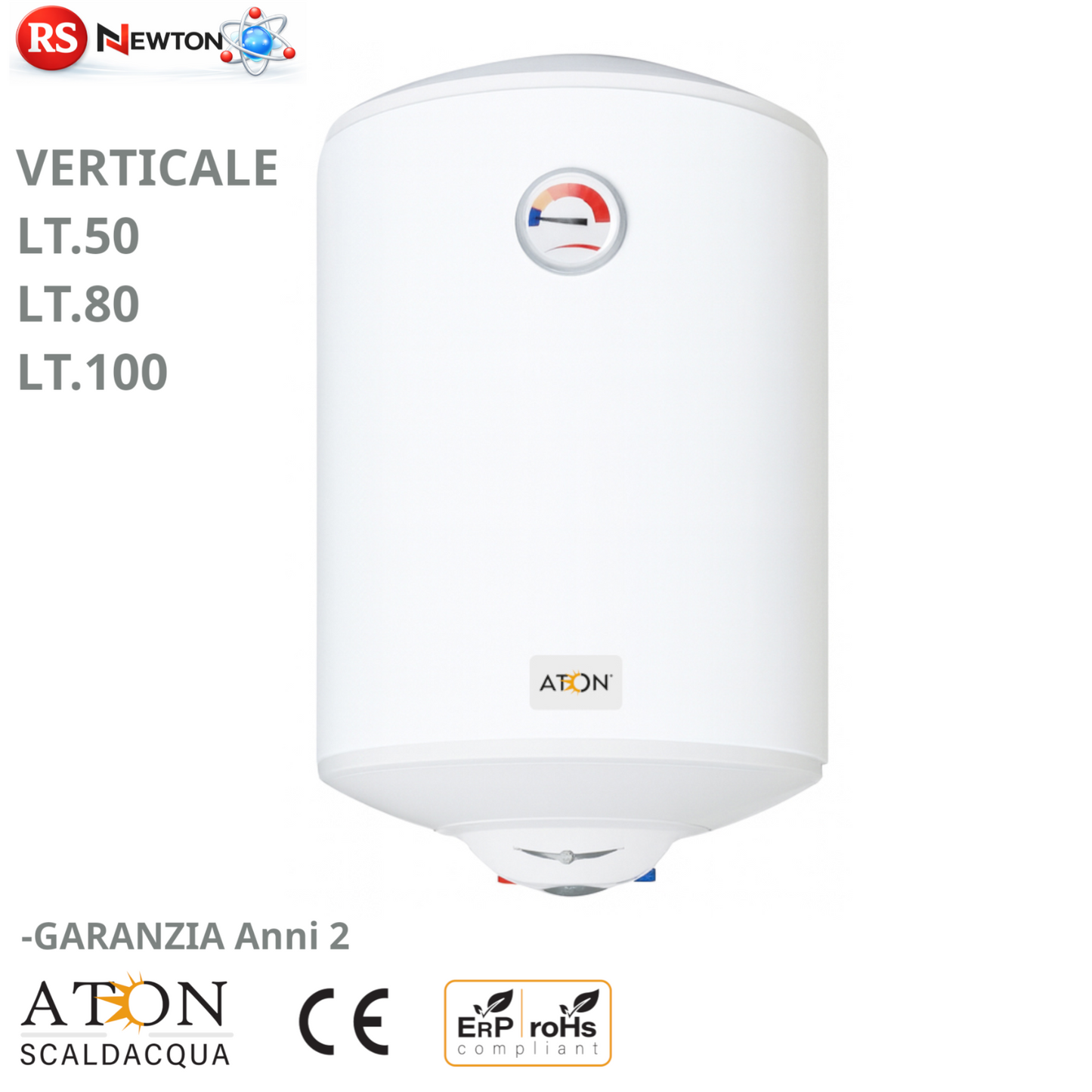 Scaldabagno Elettrico ATON 50 80 100 Litri Verticale Boiler Acqua Calda Casa D.X