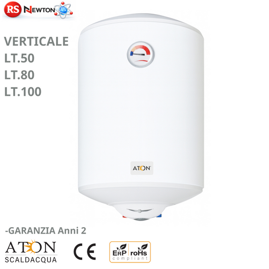 Scaldabagno Elettrico ATON 50 80 100 Litri Verticale Boiler Acqua Calda Casa D.X