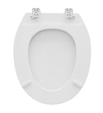 Sedile WC Universale BEMIS CeM in Legno Cerniere Regolabili Bianco Champagne D.X