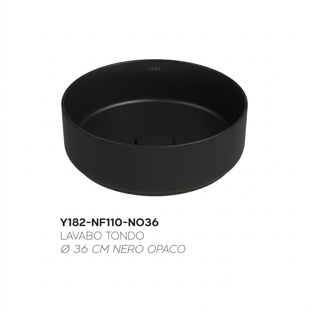 Lavabo Bagno Da Appoggio Rotondo NYMO Ø36cm Ceramica Moderno Ultra Sottile D.X