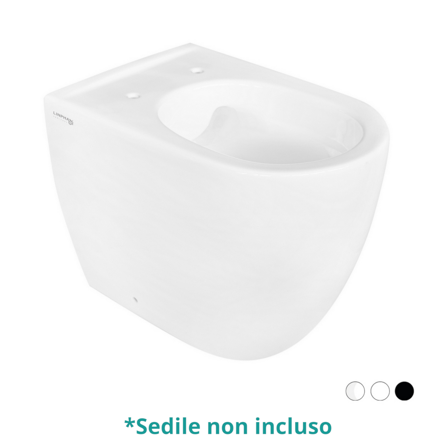 Sanitari Bagno Filo Muro LINPHA Vaso WC Bidet Sedile Soft Close Bianco Nero D.X