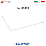 Bastone Tenda Angolare Vasca Bagno Ø 25 mm Asta in Alluminio 2 LATI 80-170cm D.X