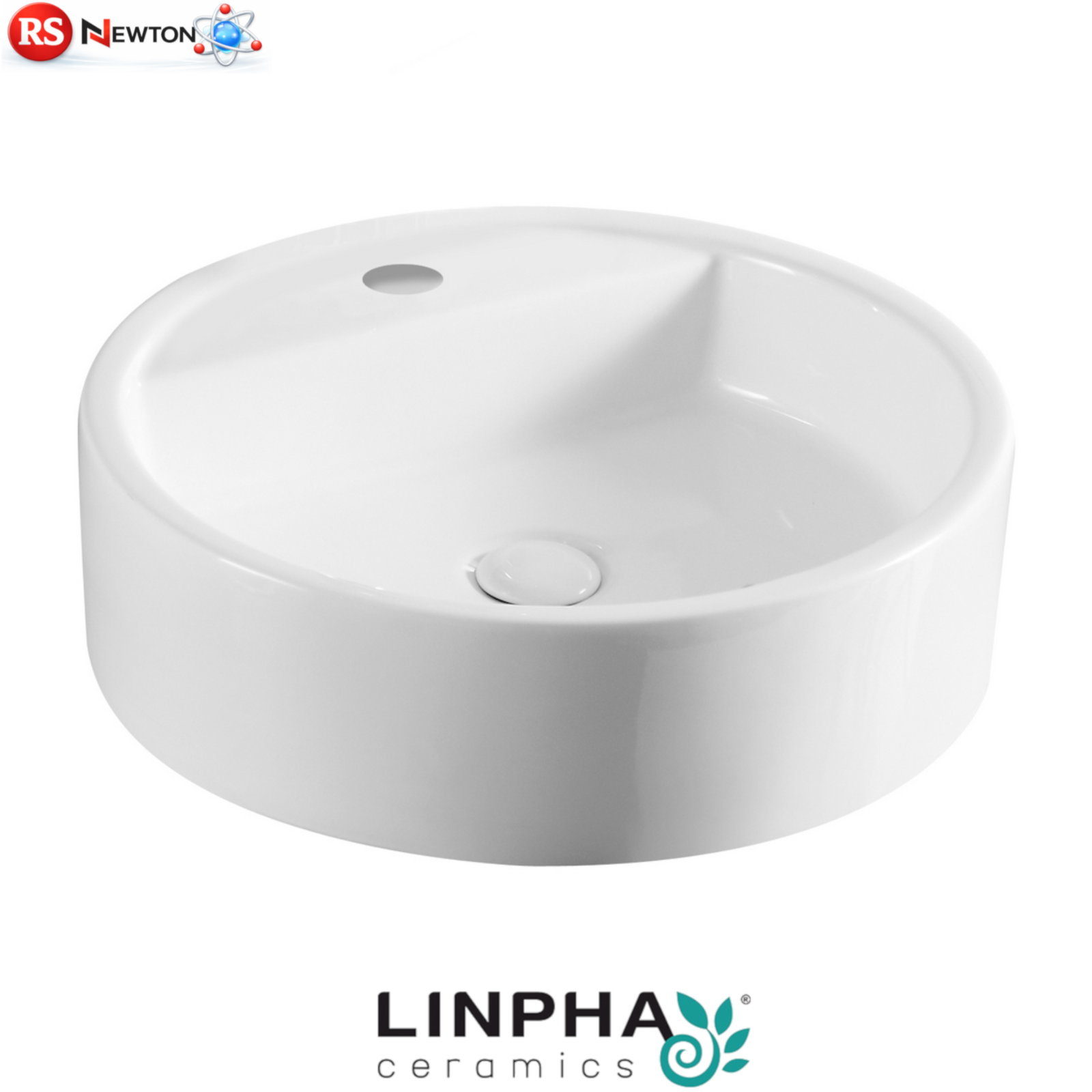 Lavabo Da Appoggio Ø49cm Linpha LA29 Ceramica Design Rotondo Elegante Bianco D.X