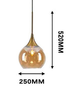 Lampadario Sospeso Sfera Vetro 25cm E27 Sospensione Moderna Globo Elegante V.L