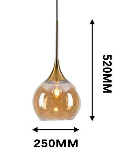 Lampadario Sospeso Sfera Vetro 25cm E27 Sospensione Moderna Globo Elegante V.L