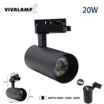 Faretto LED Binario Nero Monofase 20W 1800lm CCT 3000K 4200K 6400K Negozio V.L