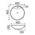 Lavabo Appoggio Rotondo Ø40 cm LINPHA in Ceramica con Troppo Pieno Moderno D.X