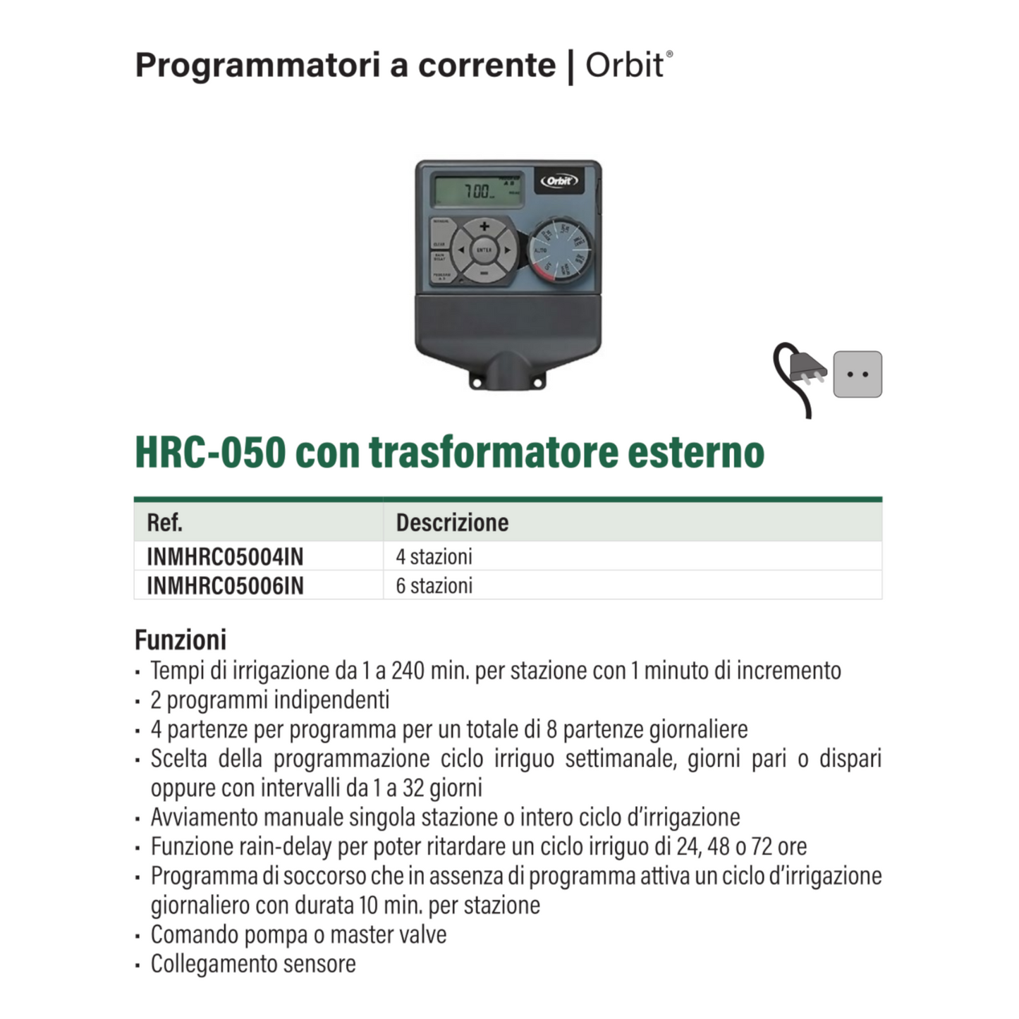 Programmatore Elettronico Irrigazione Orbit IRRITEC HRC 4 6 Zone Centralina D.X