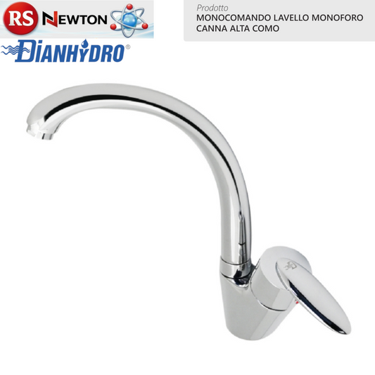 Miscelatore Rubinetto Girevole Per Lavello Cucina Cromo Canna Alta Monoforo D.X