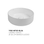 Lavabo Bagno Da Appoggio Rotondo NYMO Ø36cm Ceramica Moderno Ultra Sottile D.X