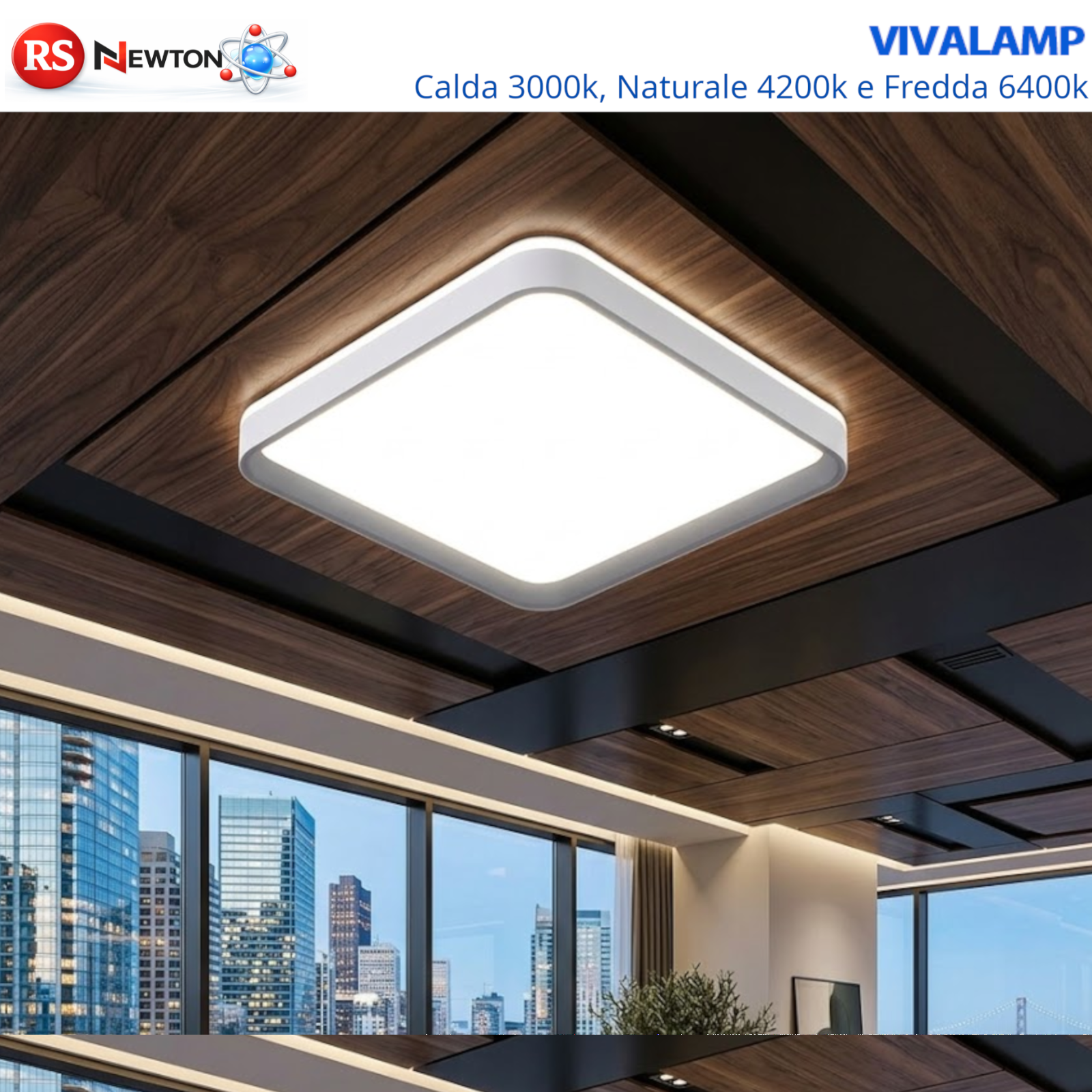 Plafoniera Soffitto LED Quadrata 80W 48cm 7200 Lumen Moderna Luce Switch V.L