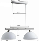 Lampadario Vetro Metallo Moderno 2 Luci E27 Salotto Cucina a Sospensione V.L