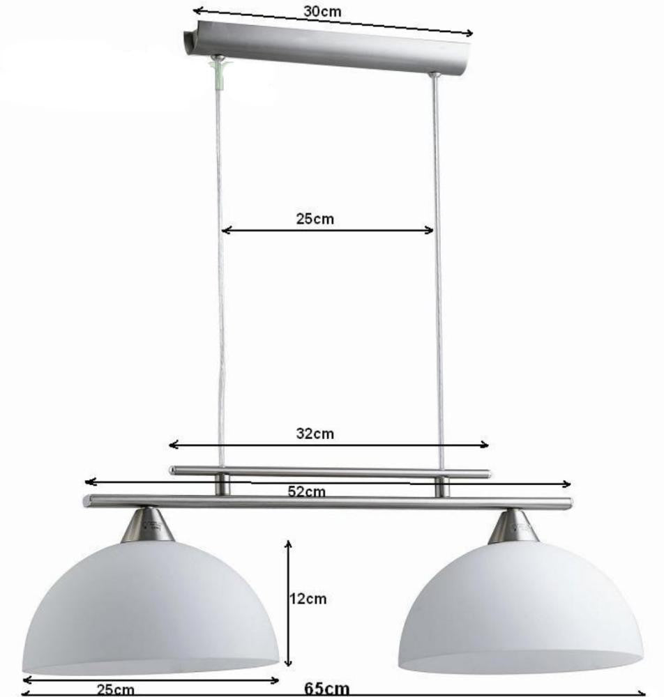 Lampadario Vetro Metallo Moderno 2 Luci E27 Salotto Cucina a Sospensione V.L