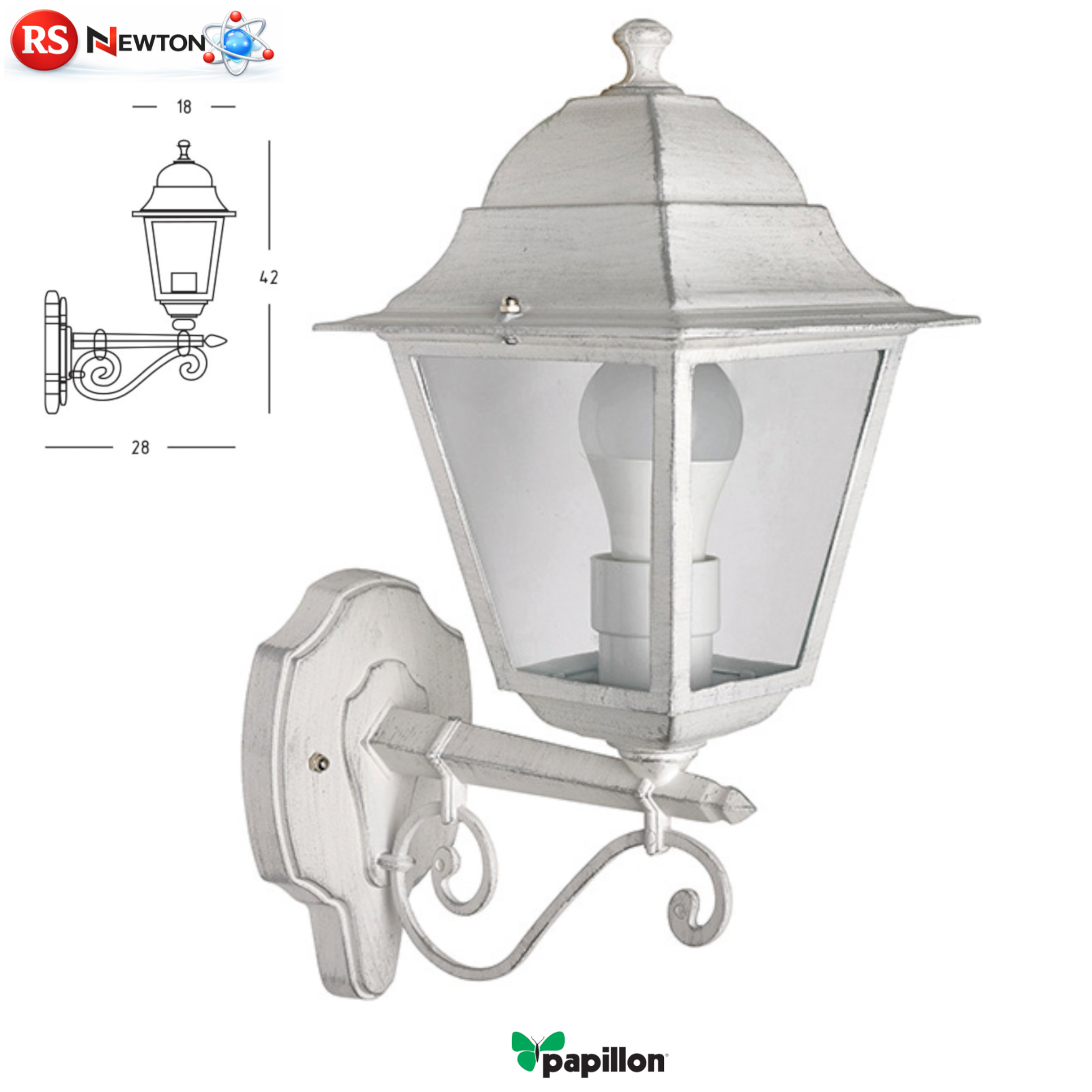 Lanterna Esterno Bianca Vintage Retro Lampada in Alluminio Giardino Parete VBS