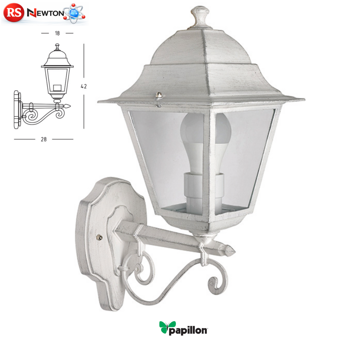 Lanterna Esterno Bianca Vintage Retro Lampada in Alluminio Giardino Parete VBS