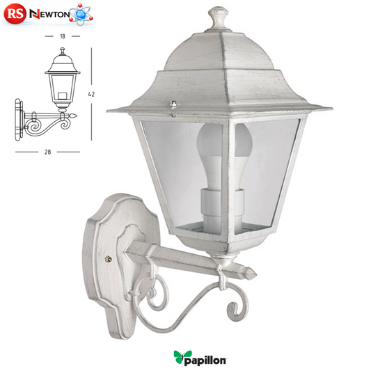 Lanterna Esterno Bianca Vintage Retro Lampada in Alluminio Giardino Parete VBS