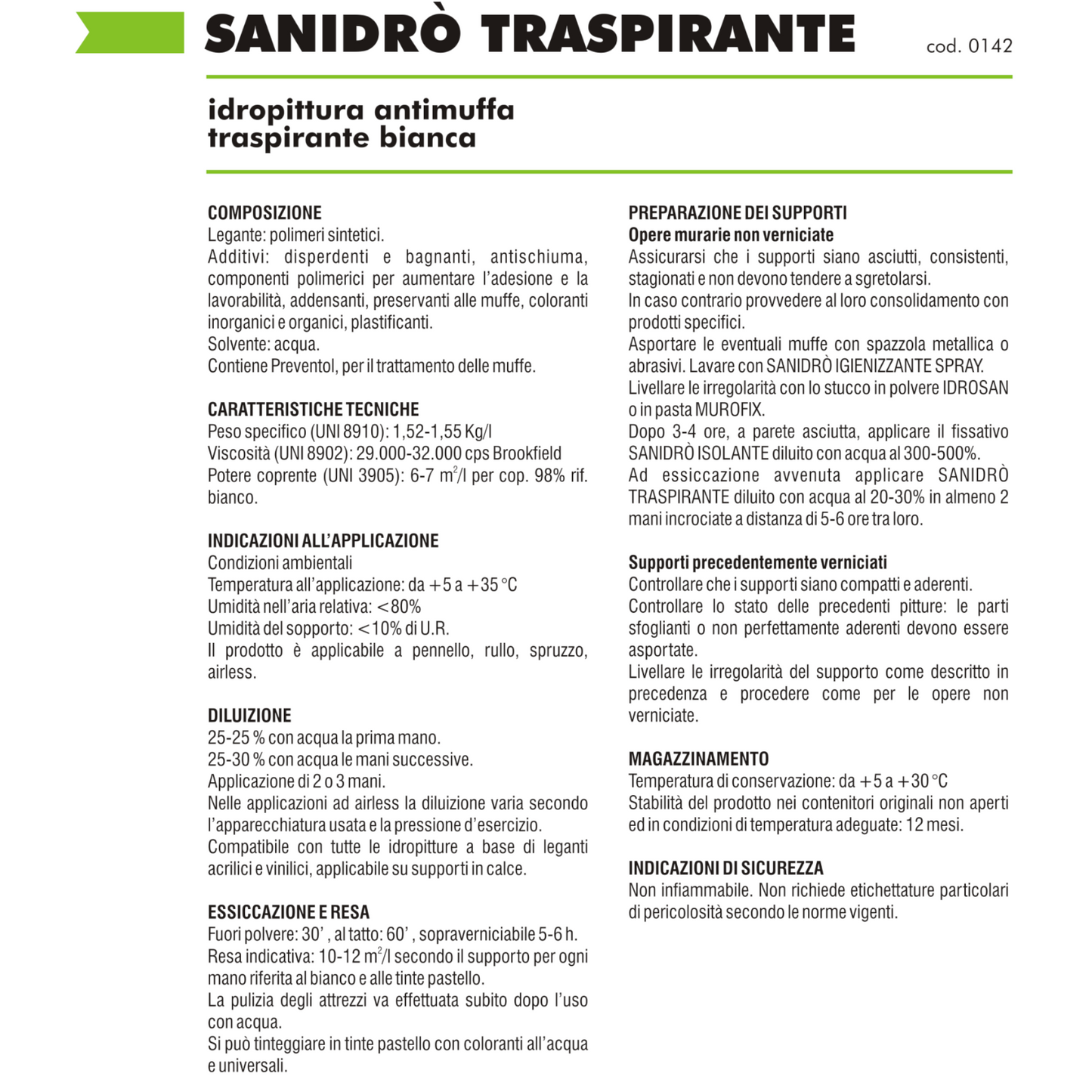 Pittura Antimuffa Bianca Traspirante Sanitizzante AntiUmidità Pareti Interni I.D
