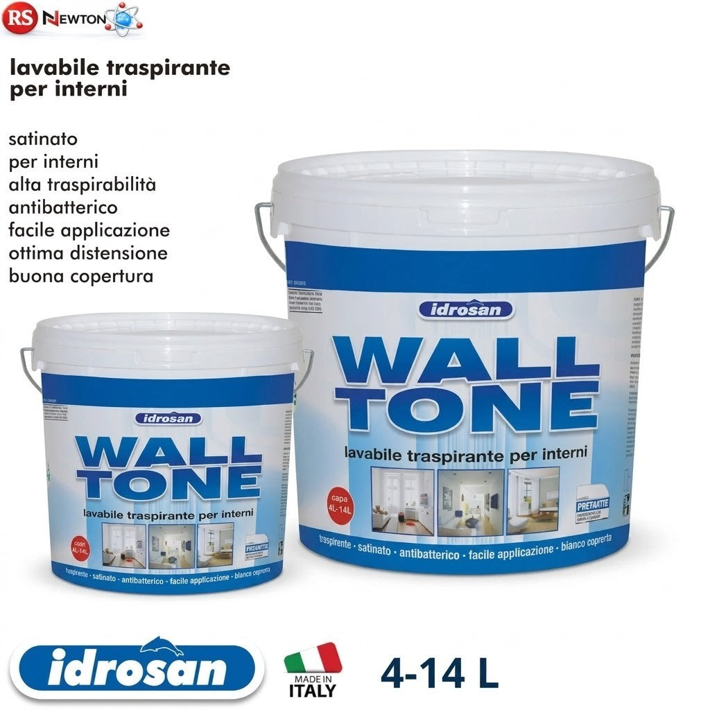 Pittura Lavabile Professionale Bianca Satinata Antibatterica Interni 4 14L I.D