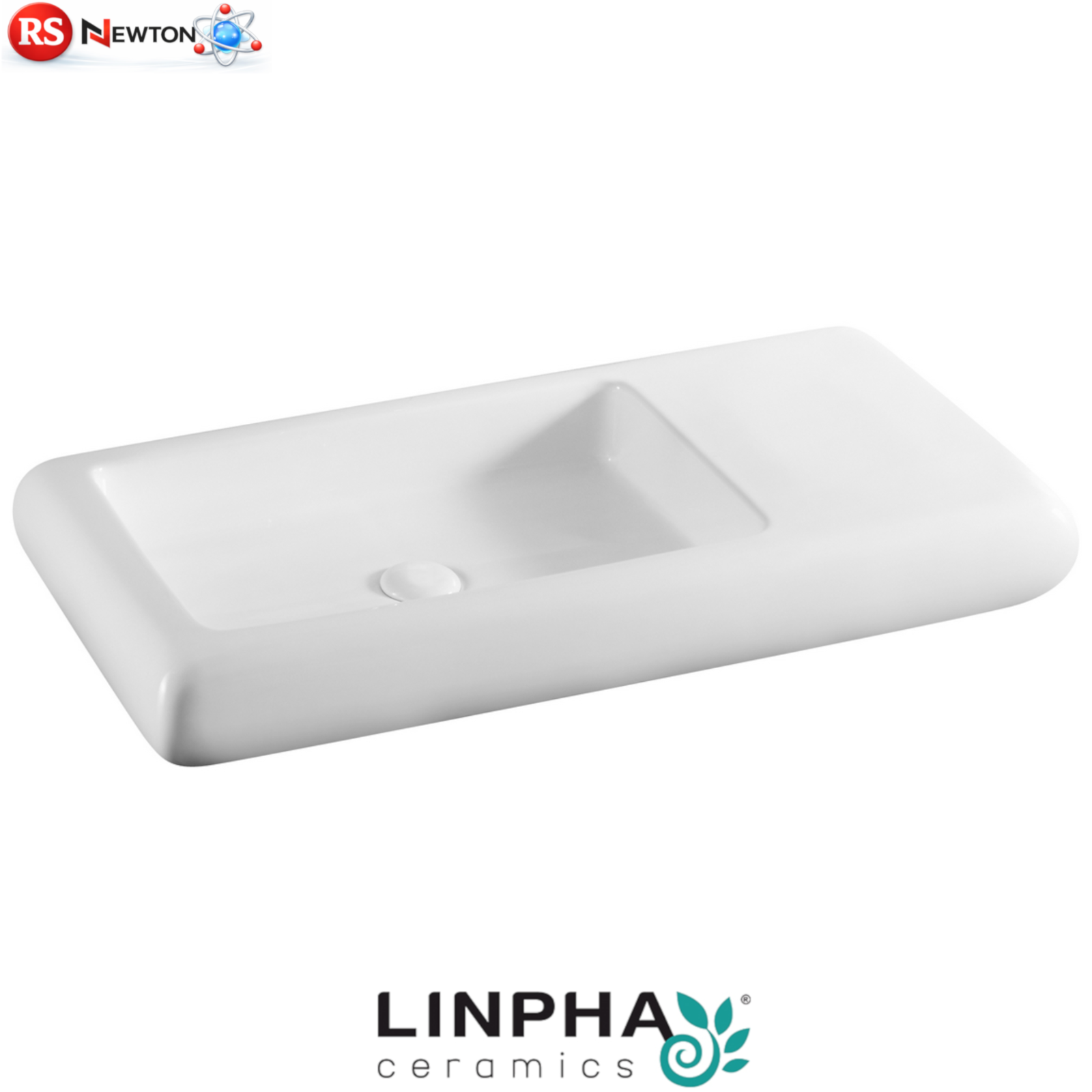 Lavabo ad Appoggio Rettangolare Bagno 80x42 LINPHA Ceramica Moderno Bianco D.X