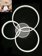 Lampadario LED Moderno 120W Dimmerabile Plafoniera Soffitto 3 Cerchi Bianco V.L