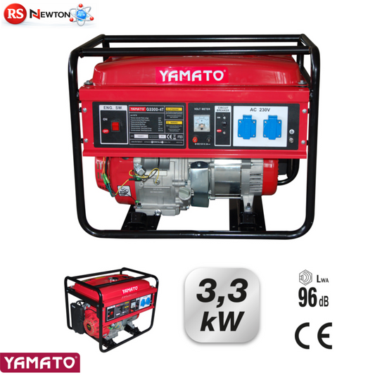 Motogeneratore 3300W 4T 270cc Benzina 3,3kW 230V Serbatoio 25L Professionale VBS