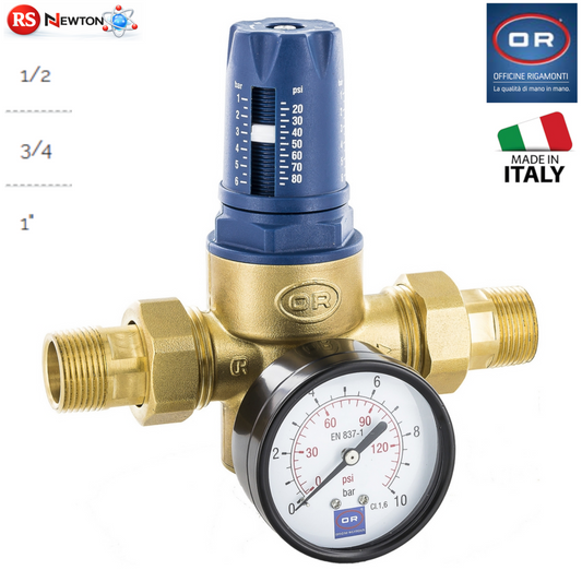Riduttore Di Pressione Acqua a Membrana PN25 Ottone Con Manometro 1/2 3/4 1" D.X