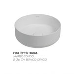 Lavabo Bagno Da Appoggio Rotondo NYMO Ø36cm Ceramica Moderno Ultra Sottile D.X
