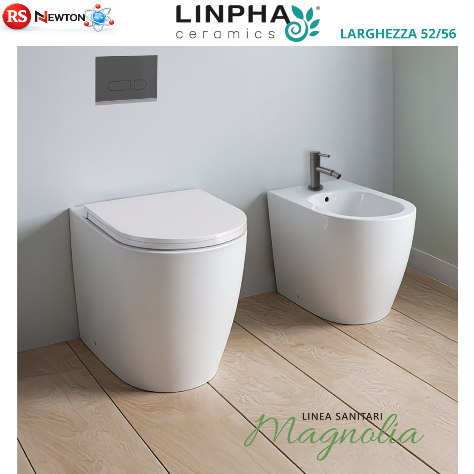 Sanitari Filo Muro LINPHA MAGNOLIA Rimless Vaso WC Bagno Bidet Copri Water D.X