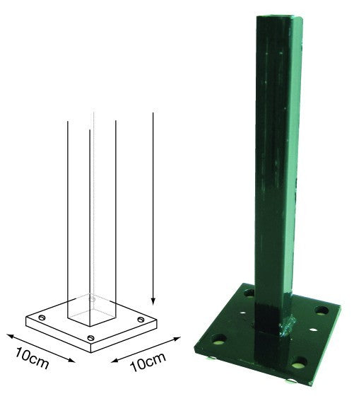 Supporto con Piastra Palo Border Verde 10x10x125 Base Fissaggio Recinzione VBS