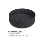Lavabo Bagno Da Appoggio Rotondo NYMO Ø36cm Ceramica Moderno Ultra Sottile D.X