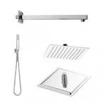 Kit Soffione Doccia Completo Quadrato Acciaio Inox AISI 304 Ottone Cromato D.X